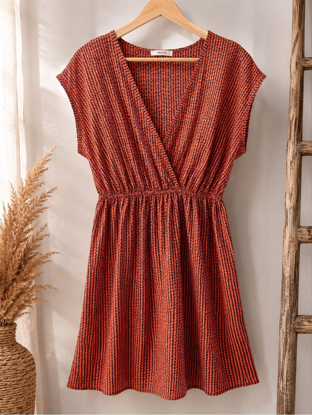 MAITAI Boutique Orange & Navy Mini Dress | Game Day Chic EUC. S/M